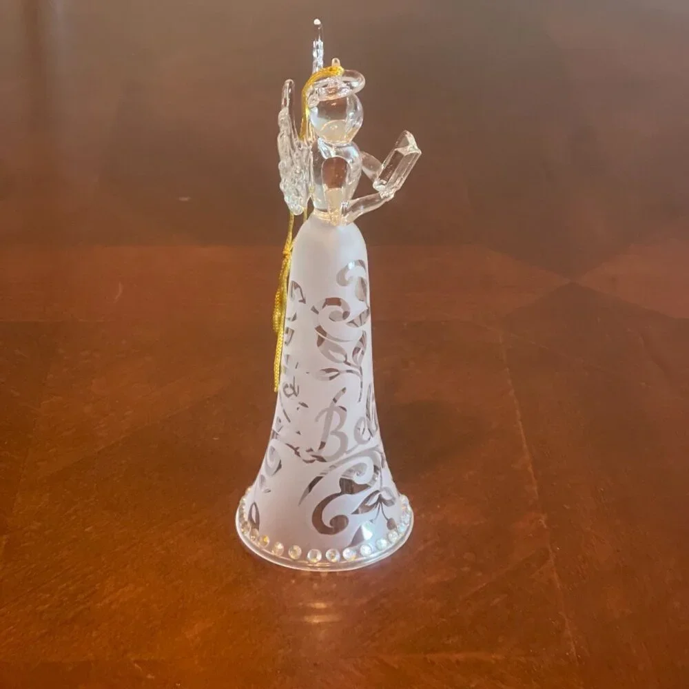 Lenox Glass Angel Ornament Wings & Frosted Joyous Tidings Series  6